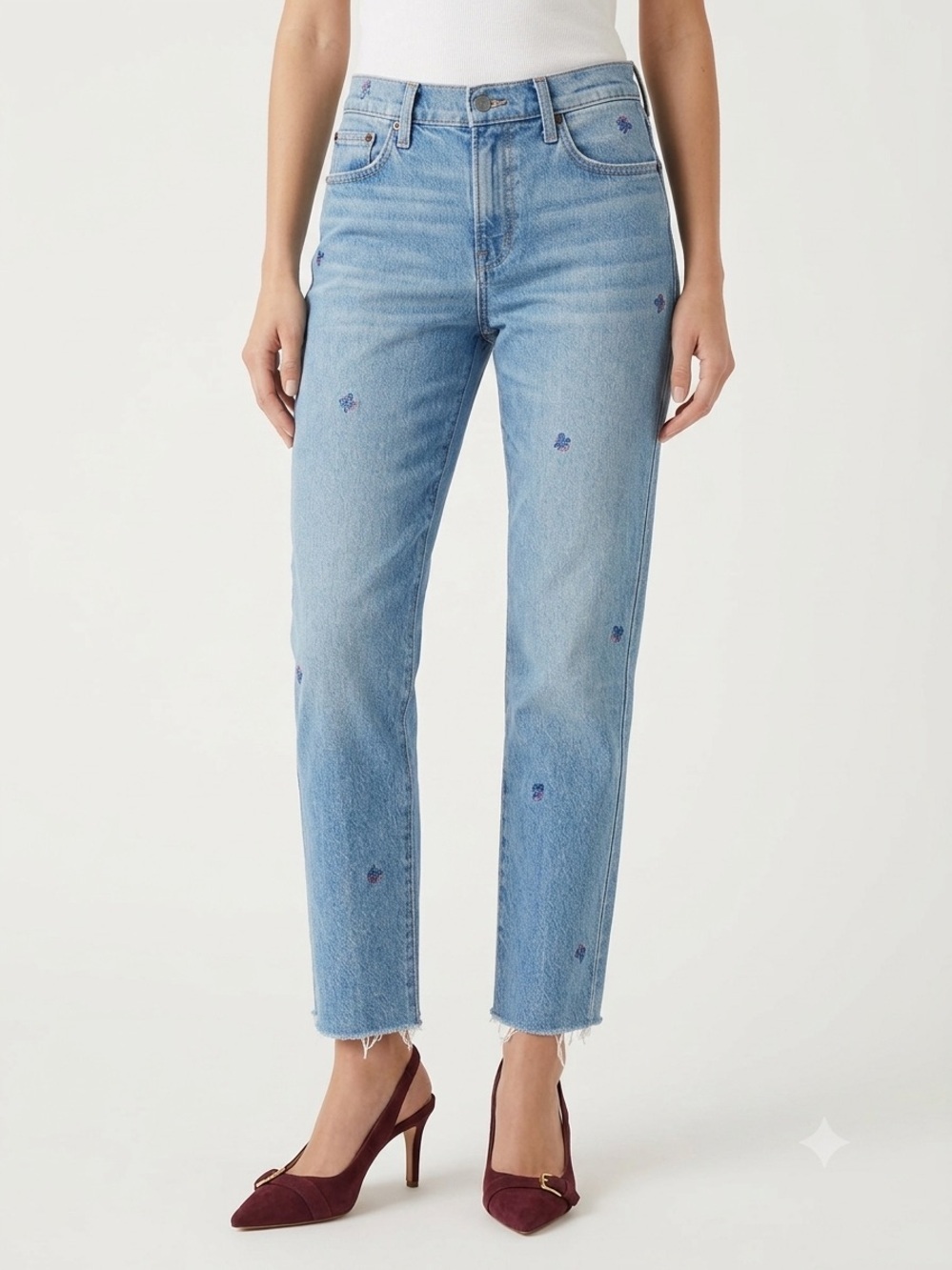 Lucky Brand Sienna Mid Rise Boyfriend Embroidered Jeans 00 / 24